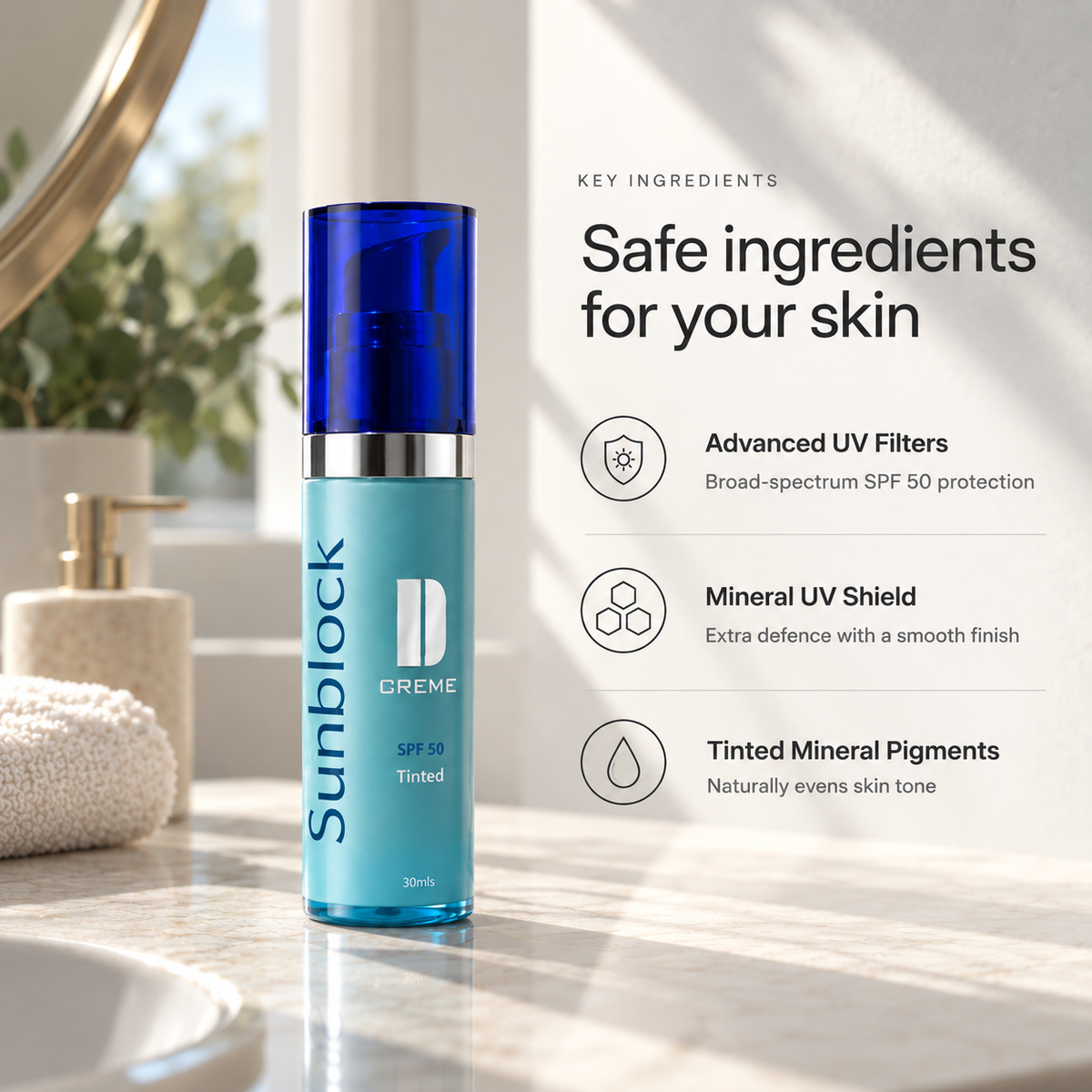 SPF 50 Tinted Sunblock (30ml)